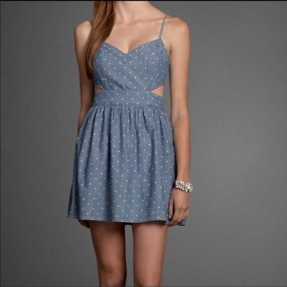 Abercrombie & Fitch Dresses & Skirts - A&F Chambray Cutout Polka Dot Dress🦋